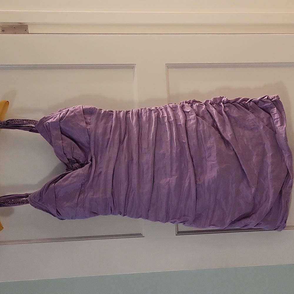 ⁰Bcbg lavender ruched evening dress